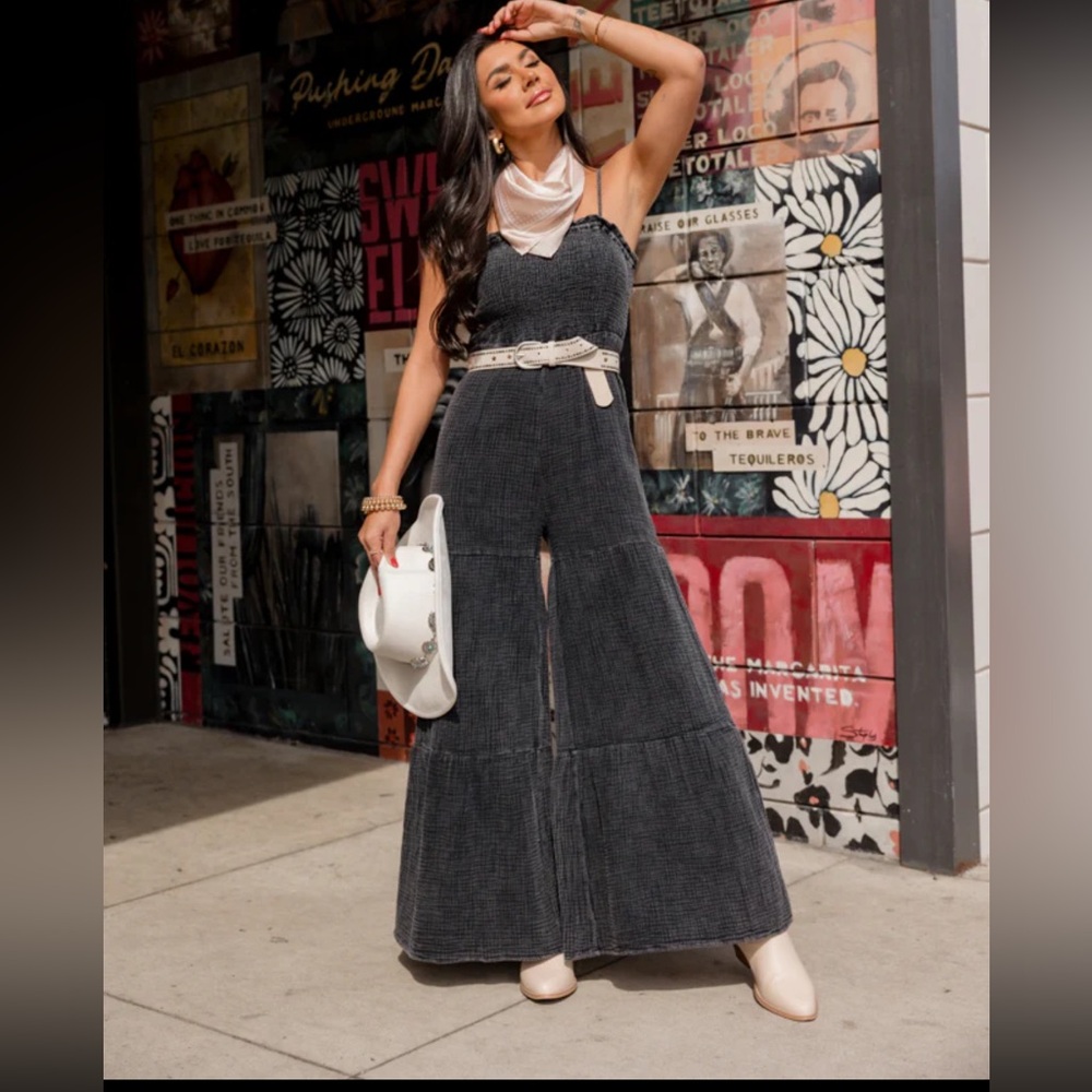 Black Bell Bottom Jump Suit